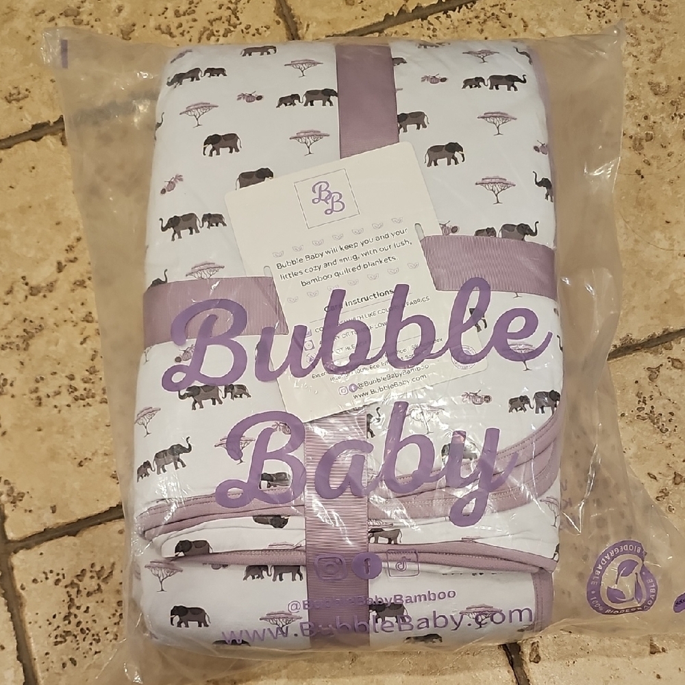 Bubble Baby Elephant Print Blanket Bamboo Quilt 85 X 65 New In Bag